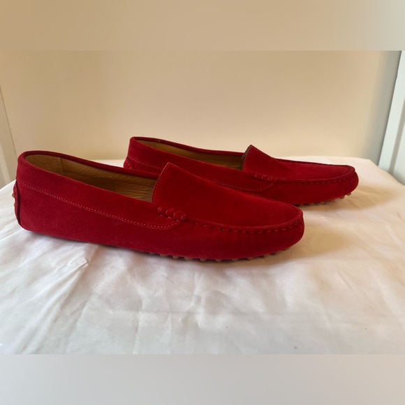 M. Gemi Red Suede Driving Loafers - Picture 5 of 9